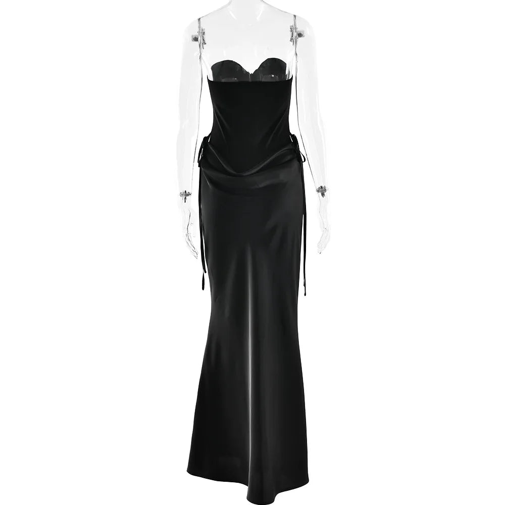 Sexy Off-shoulder Backless Wrap Maxi Dress Women Summer Patchwork Strapless Sleeveless Bodycon Club Party Long Dresses Clothes