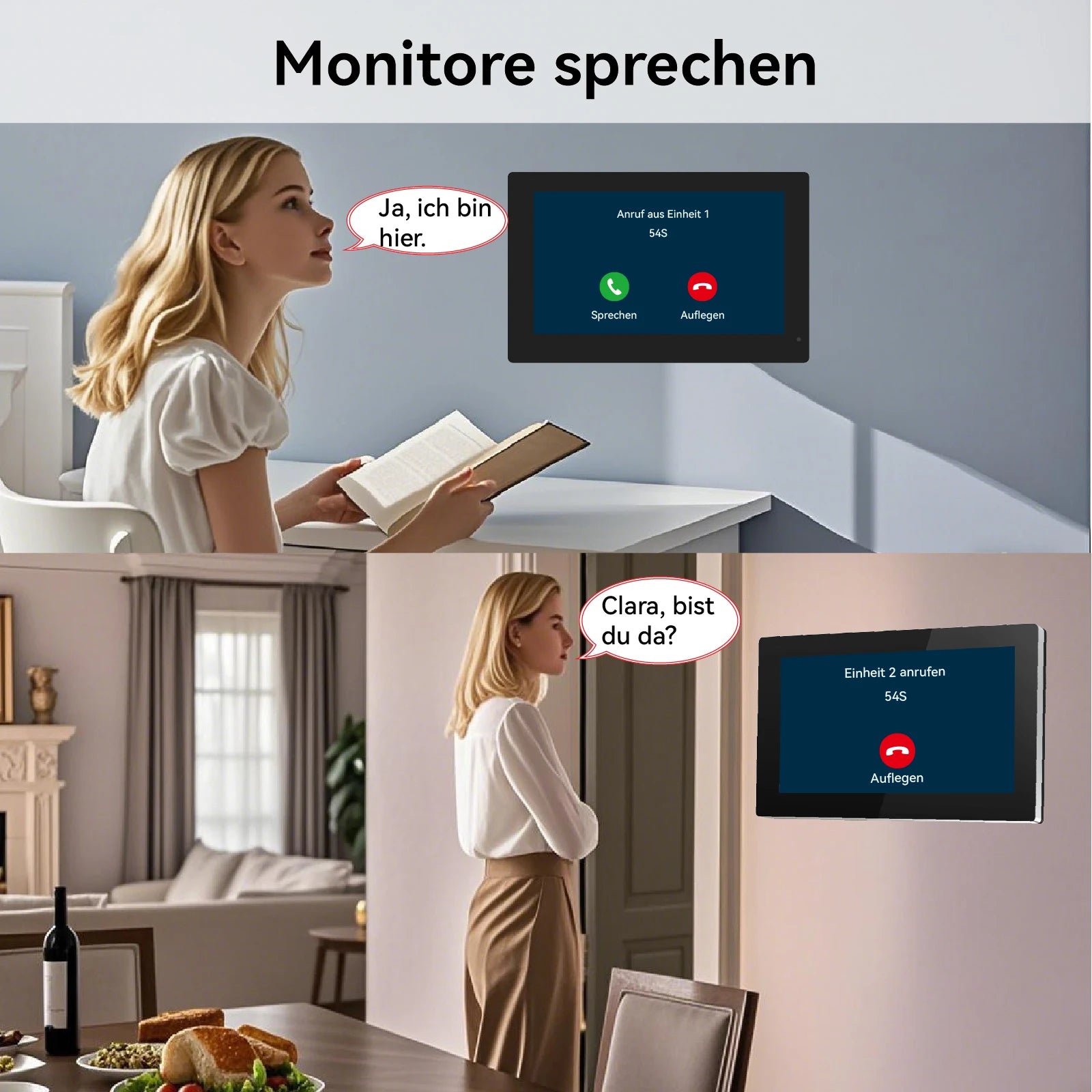 2-4 Unit Home 2 Wire 7inch Touch Video Intercom for Apartments Residential Video Door Phone System with RFID Card APP Unlock ﻿
