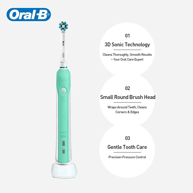 Oral B Sonic Electric Toothbrush Rechargeable 3D Rotating Tooth Brush 14 Days Long Battery Life 2Mins Smart Timer Pro600 Pro1Max