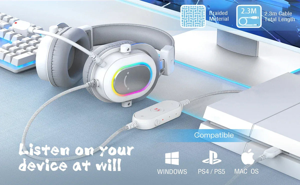 7.1 Surround Sound RGB Gaming Headset with Microphone - Tidesmit Tidesmit