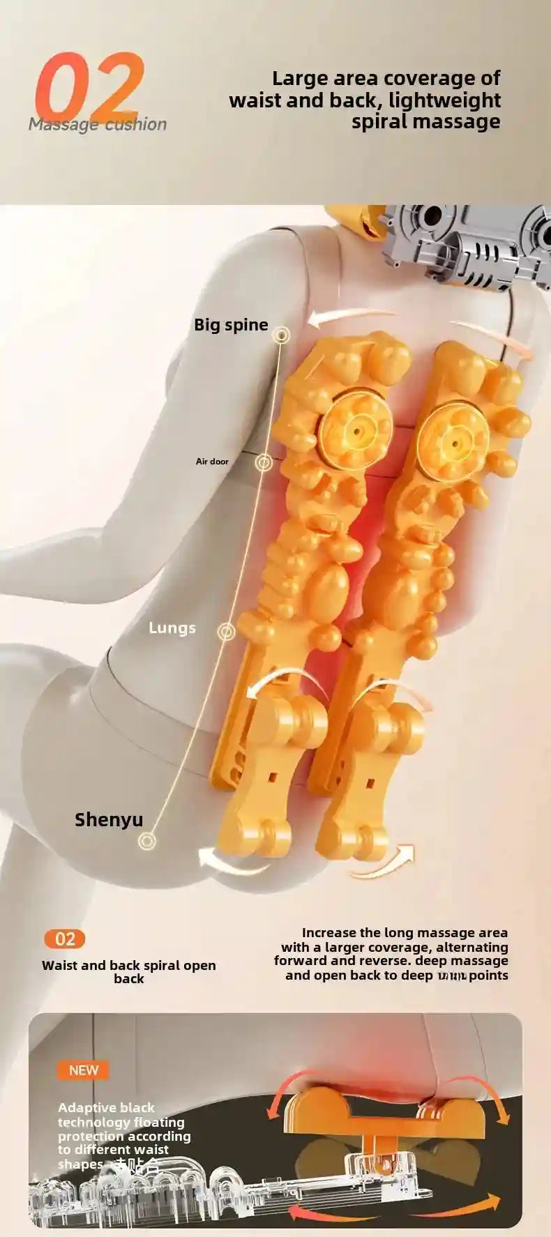 Electric Massage Roller Chair with Heat Therapy for Back and Neck Relief Massage Roller Tidesmit