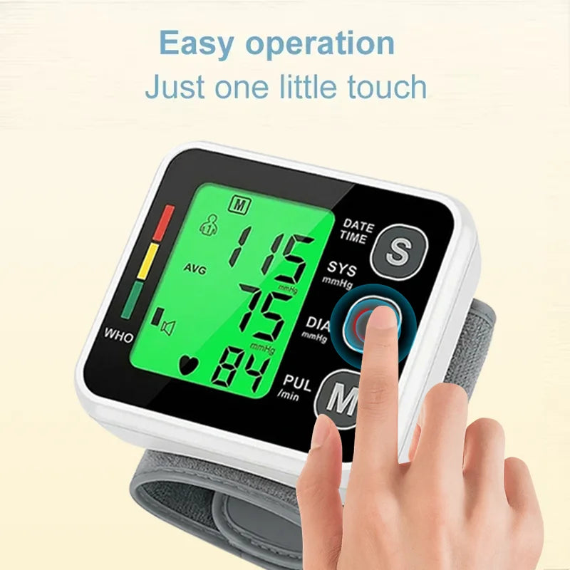 Portable LCD Wrist Blood Pressure Monitor Medical Digital Automatic Sphygmomanometer Heart Rate Pulse Mete Tonometer Health Care
