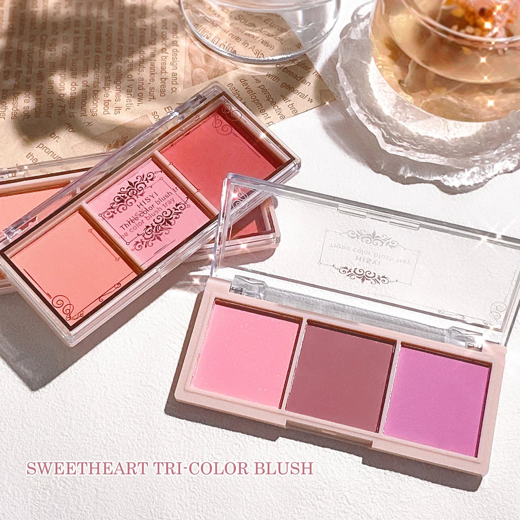 Tidesmit 3-color cheek and eyeshadow palette in milk tea orange featuring matte finish and high color rendering