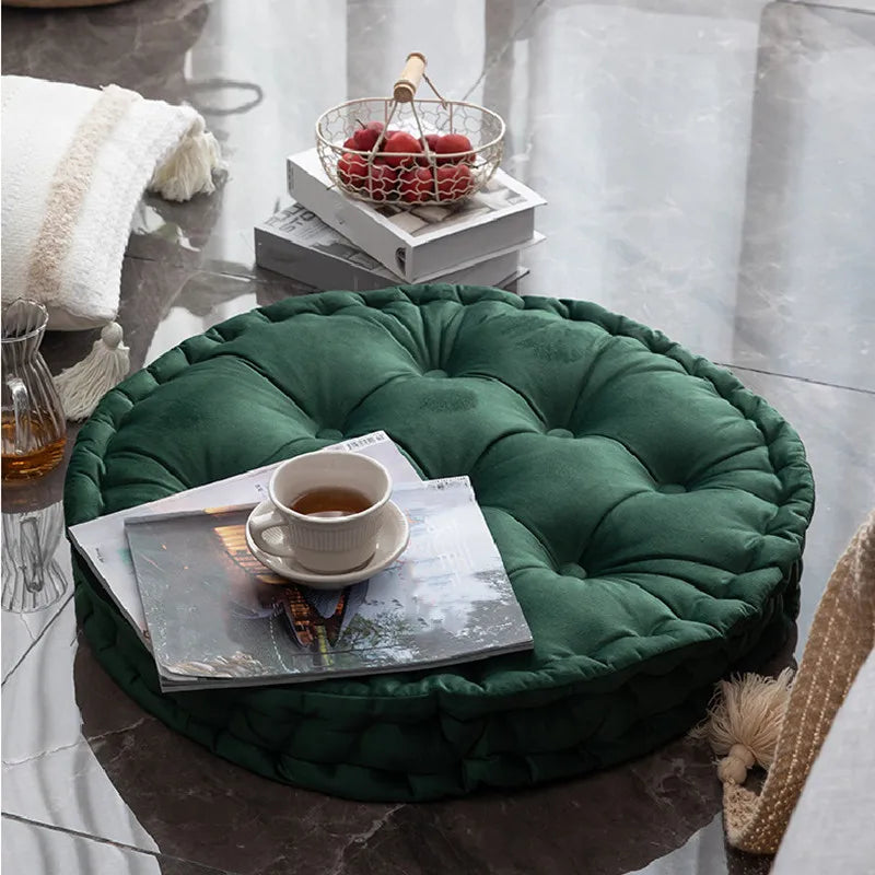 60x60cm Nordic Plain Velvet Tatami Round Cushion Pillow Thickened Winter Sofa Back Cushion Floor Meditation Cushion Futon Round