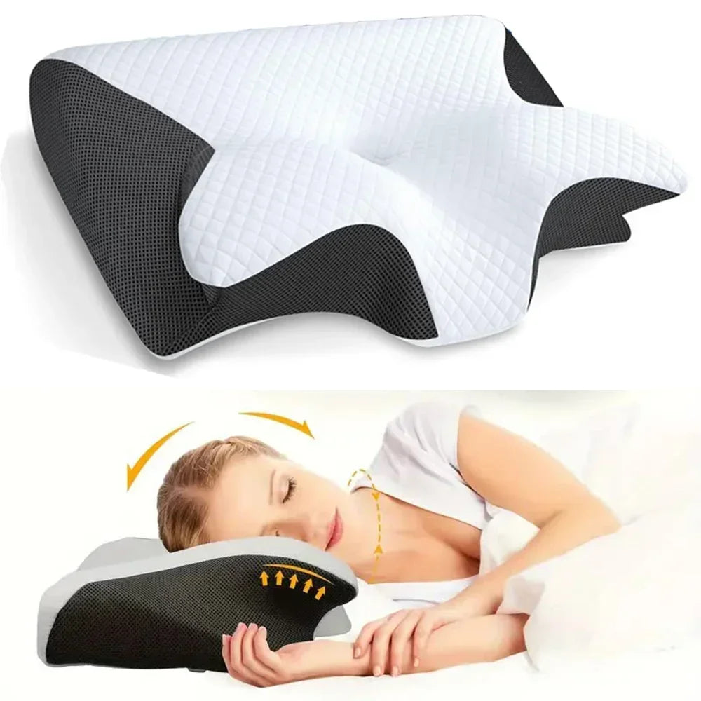 Butterfly Memory Foam Neck Pillow – Ergonomic Orthopedic Cervical Support Back Massage Instrument Tidesmit