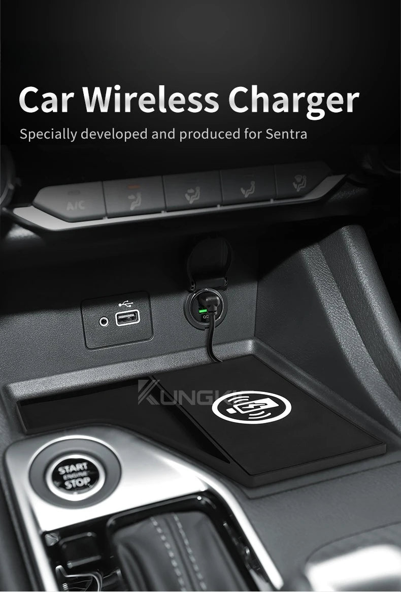 Wireless Charger for Nissan Sentra 2020-2025 Qi Certified Fast Charge Tidesmit