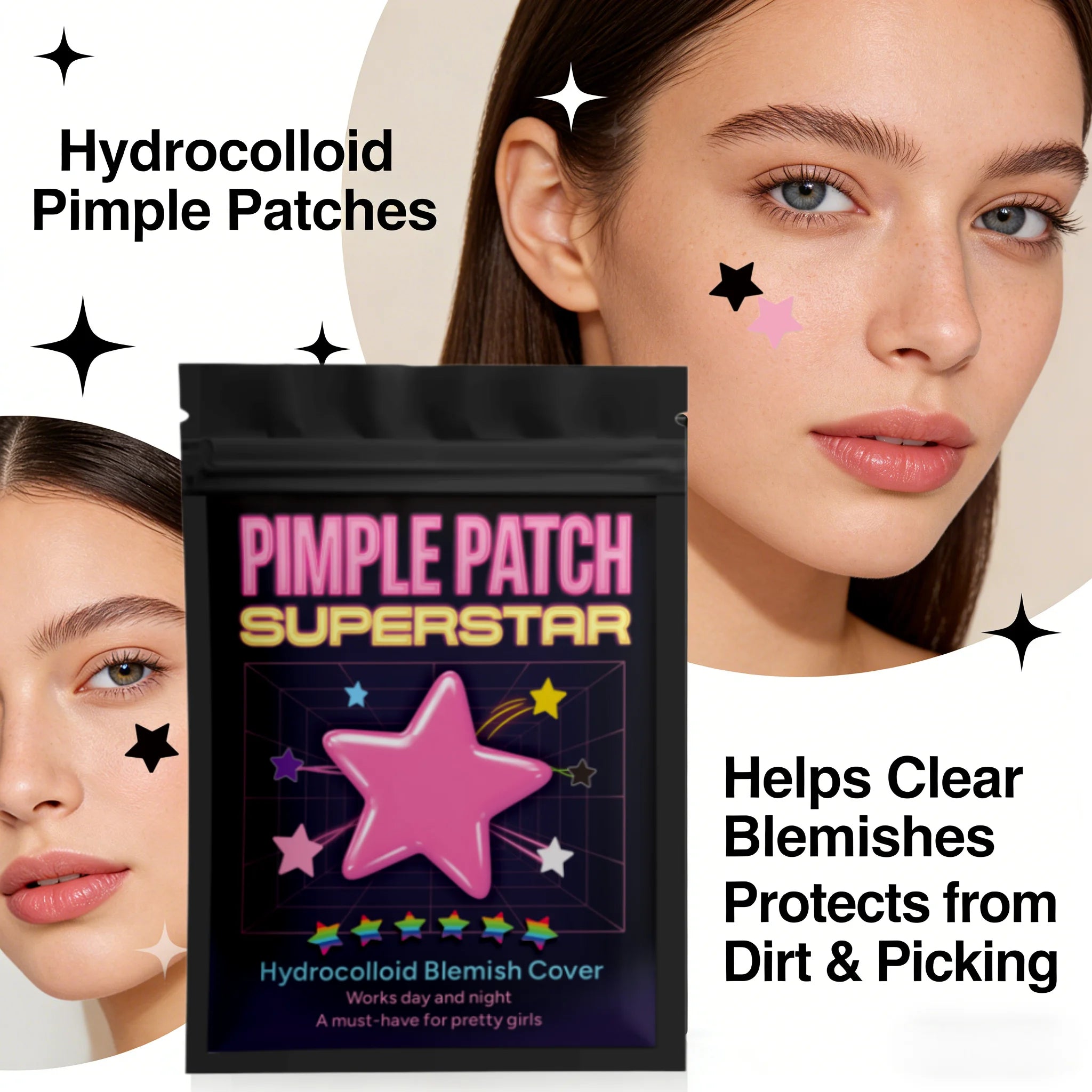 200/320/400pcs - Acne Patch, Suitable for Both Men and Women, Adult Black Star Pattern - Suitable for all skin types, acne clean