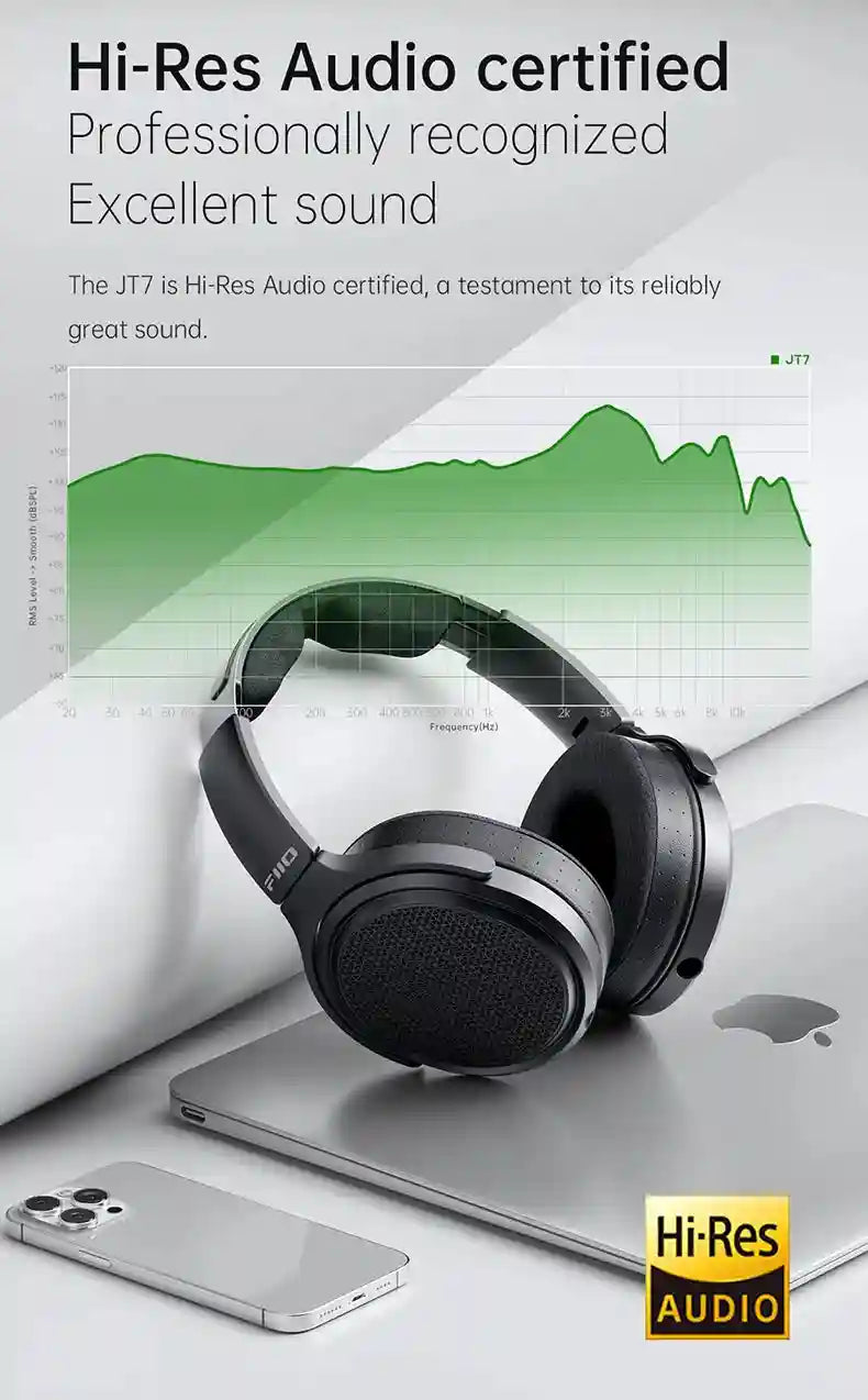 Planar Magnetic Headphones JT7 Black - Over-Ear Audiophile Headset Tidesmit