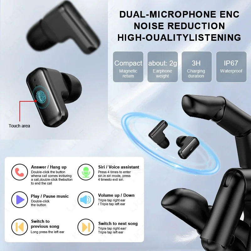 New TWS 2 in 1 Smart Watch with Headphones Sports Clock Bluetooth Call Music Watches Men Health Monitor Women Smartwatch Earbuds