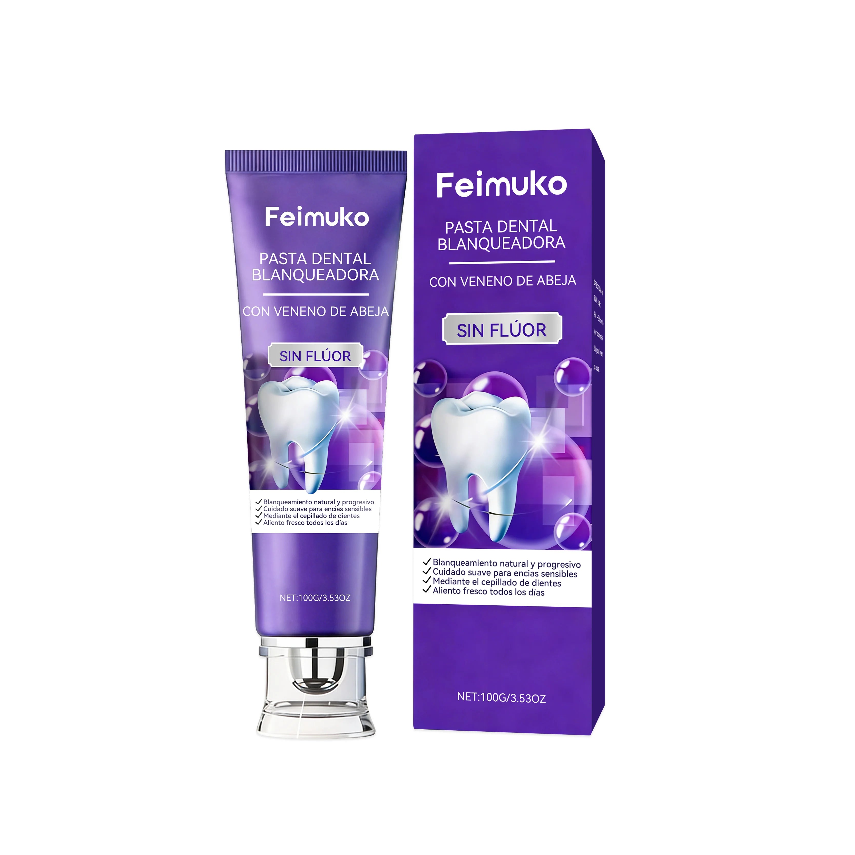 Tidesmit Bee Venom purple toothpaste for teeth whitening and stain removal with hydroxyapatite for gum comfort