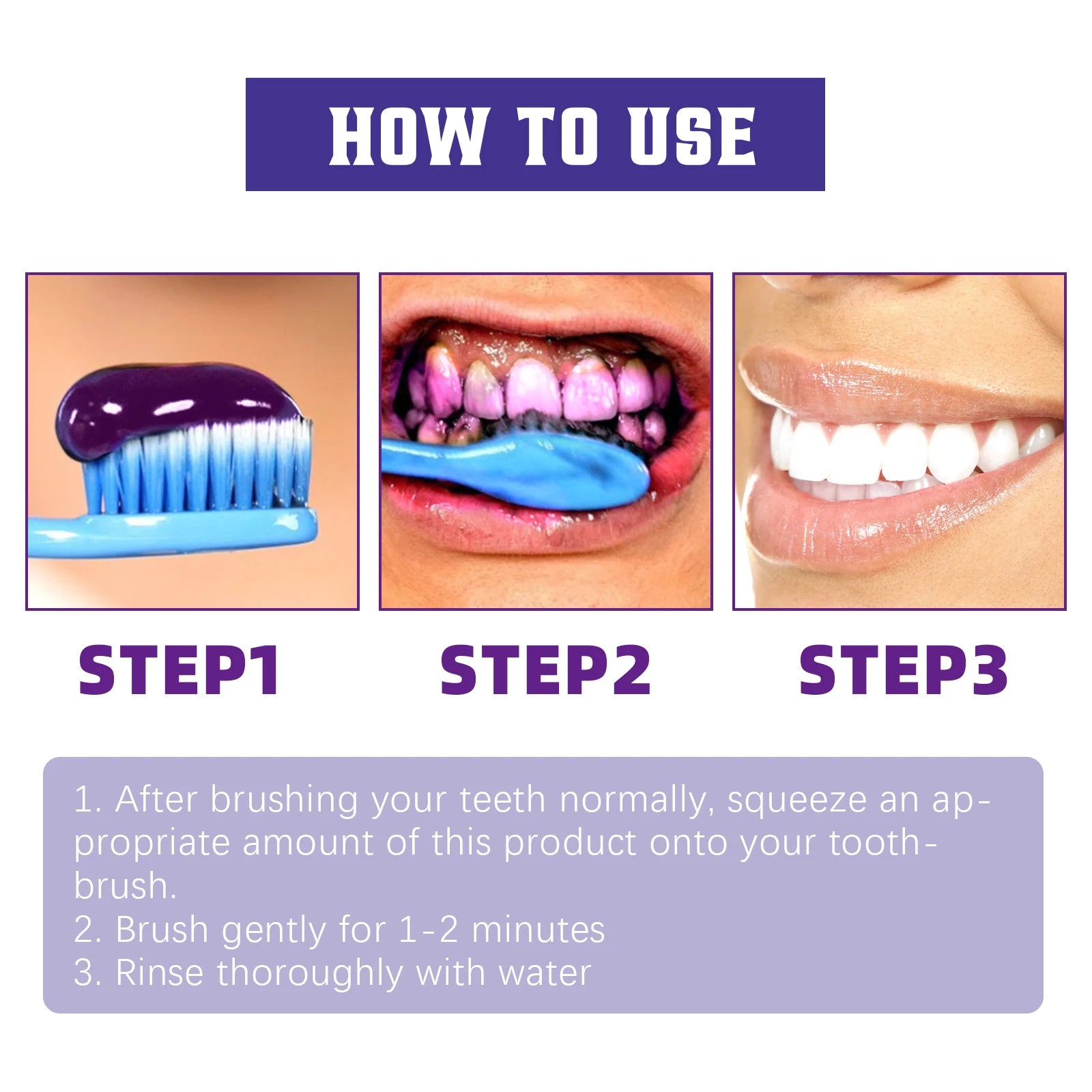 Tidesmit purple teeth whitening toothpaste for deep smoke stain removal and gum protection