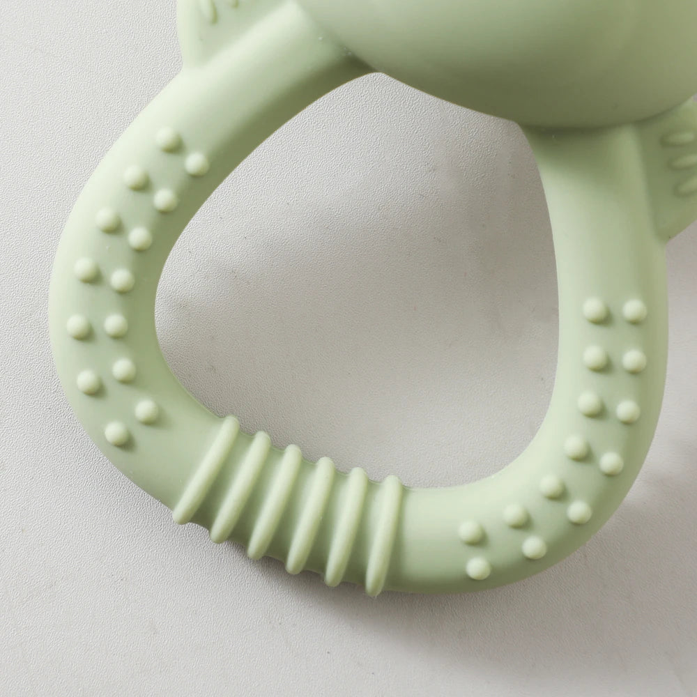 Baby Silicone Teether Bear Hand Bell Food Grade Teether Toys Rattle Baby 0-12 Months Silicone Sensory Toys Silicone Teething Toy