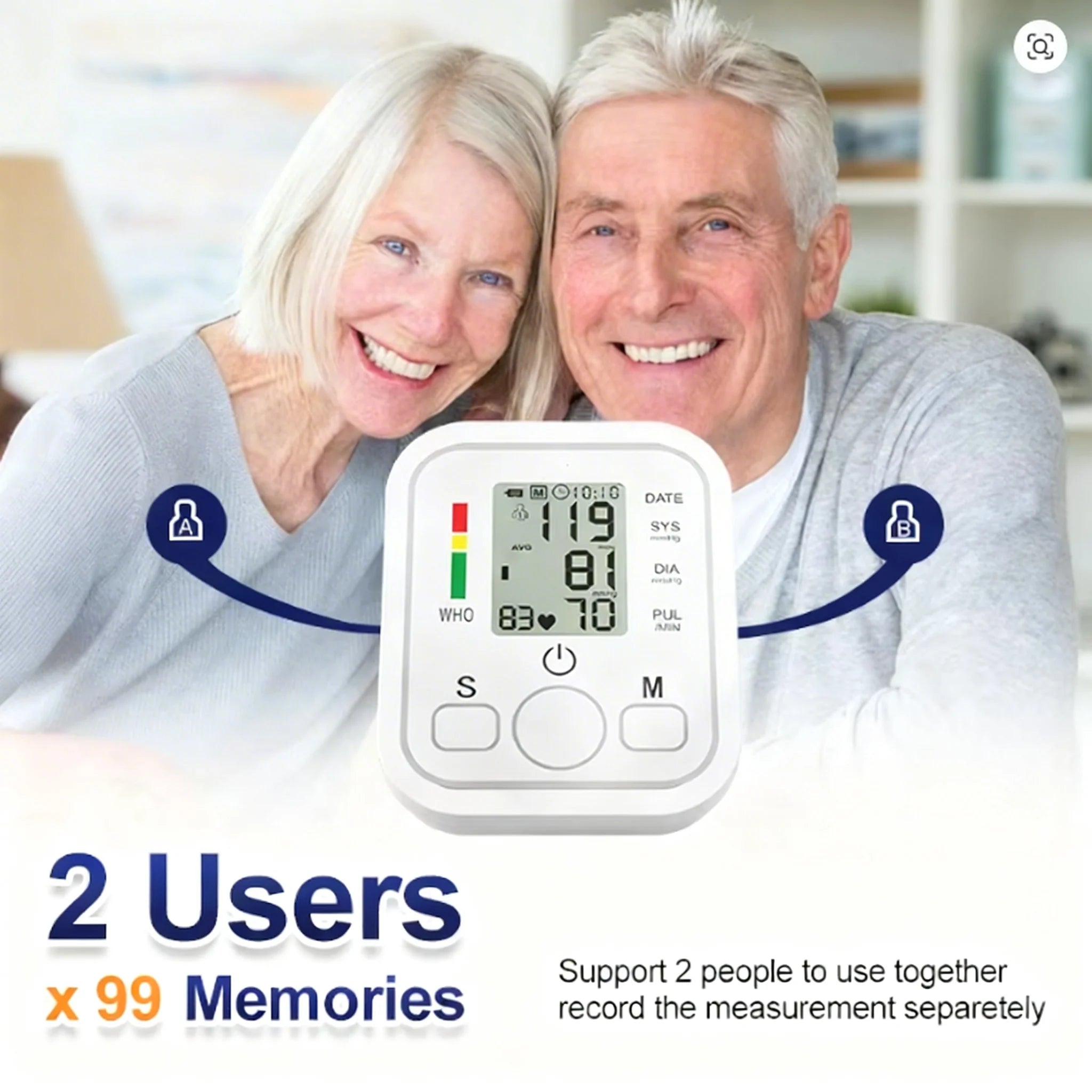 Hublizer Blood Pressure Monitor Digital Sphygmomanometer Automatic Tensiometer Tonometer Home Medical Use Heart Rate Pulse Meter