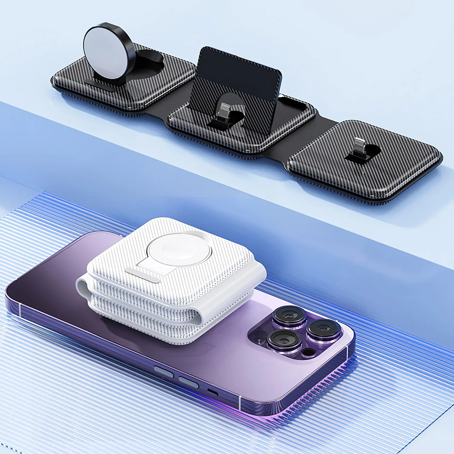 3-in-1 Foldable Wireless Charging Station for iPhone and Apple Watch Tidesmit