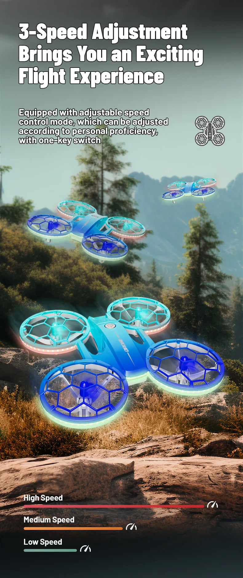 Mini RC Drone for Kids - UFO LED Beginner Drone with Obstacle Avoidance Tidesmit