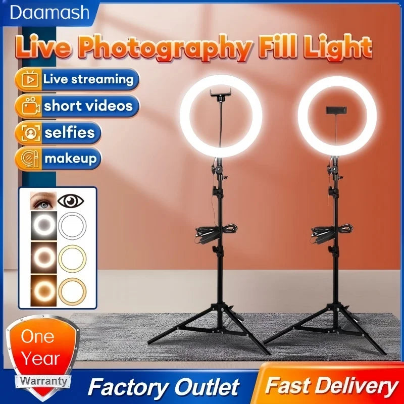 LED Ring Light with Tripod Stand - 10in and 12in Adjustable Studio Lighting Tidesmit