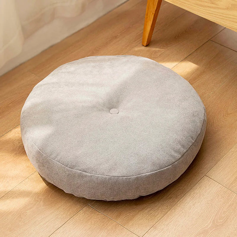 Floor Seat Cushion Thickened Meditation Chair Cushion Simple Japan Style Futon Round Cotton and Linen Tatami Balcony Cushions 방석