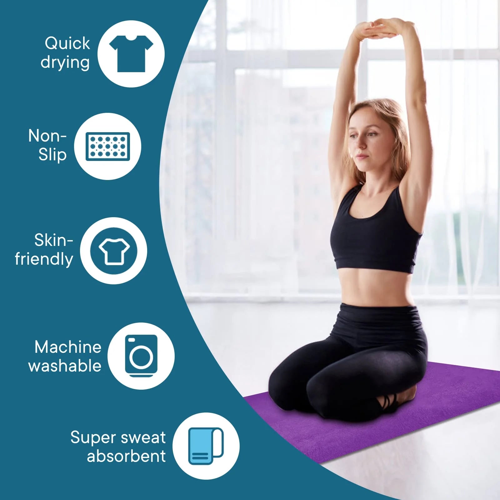 Non Slip Hot Yoga Towel Pilates Mat Yoga Blanket Sweat Absorbent Portable Fitness Meditation Mat Sports Workout Travel Blanket