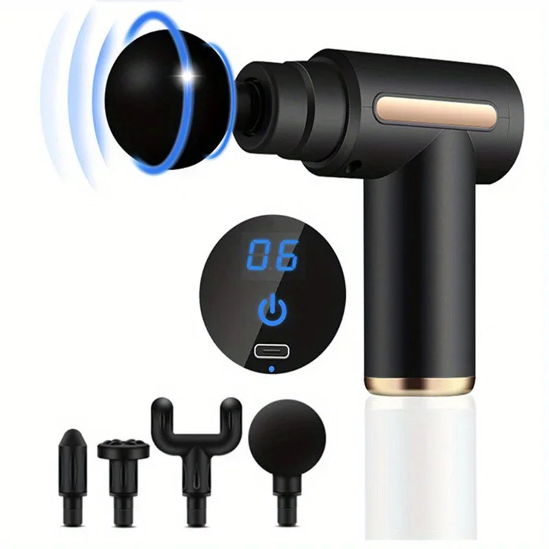 Portable Massage Gun Deep Tissue Tool - Rechargeable Muscle Relief Body Shaping Massage Equipment black Tidesmit