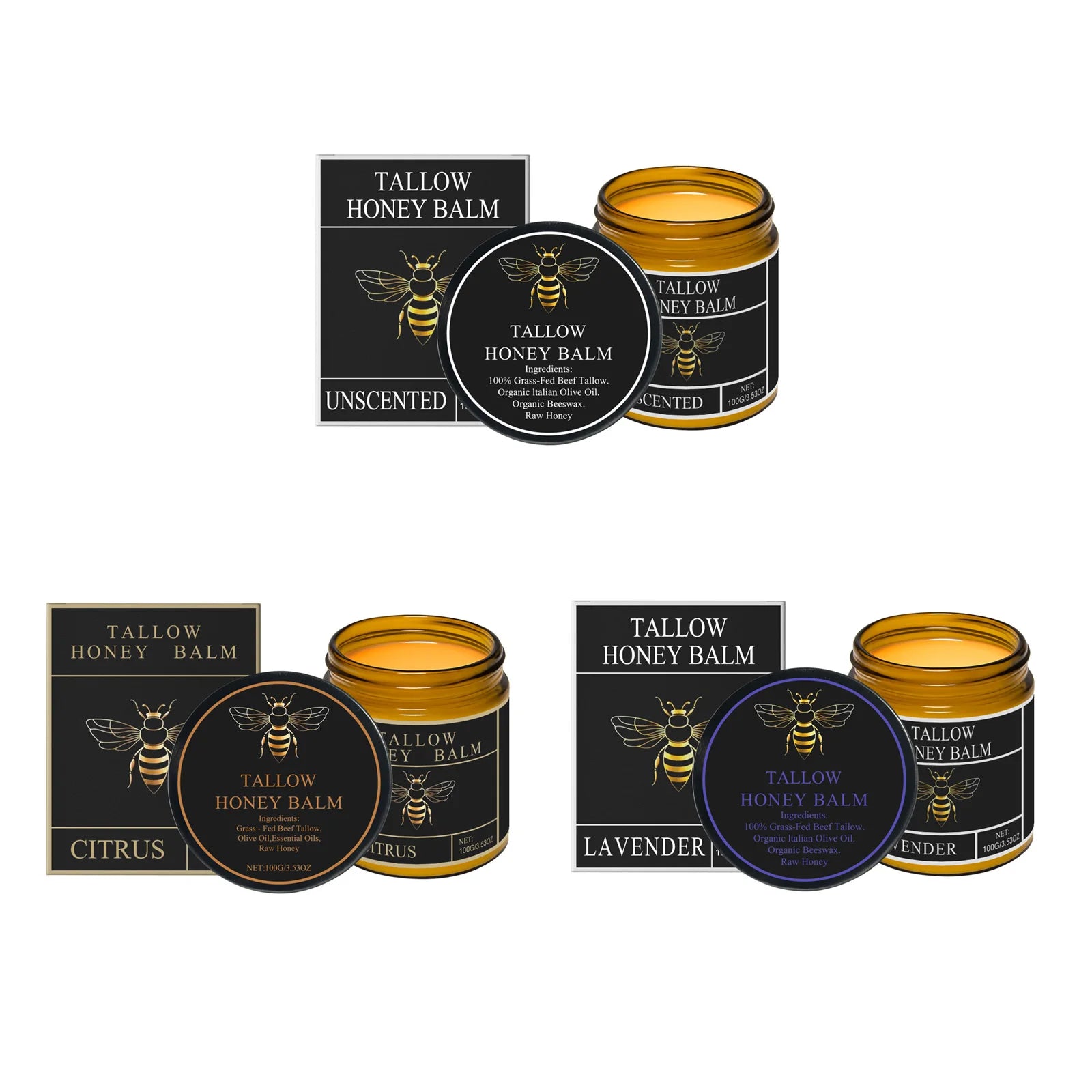 Tallow Honey Balm Firming Nourishing & Hydrating Skin Care Smoothing Soothe Skin Improves Elasticity Tallow Honey Moisturizer