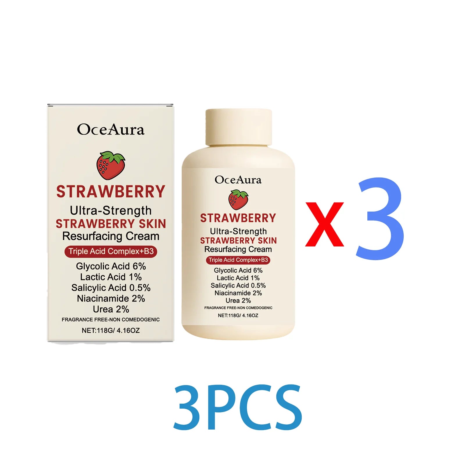 Strawberry Body Cream with Niacinamide and Salicylic Acid for Smooth Skin Gentle Exfoliating Lotion Lightweight Dry Rough Skin