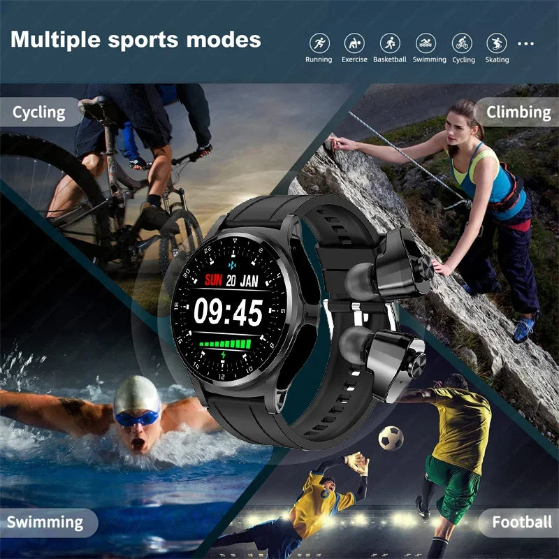 New NFC Smartwatch TWS Bluetooth Headset Two-In-One 1.39HD Display IP67 Waterproof Heart Rate Monitor Male Sports Smartwarch
