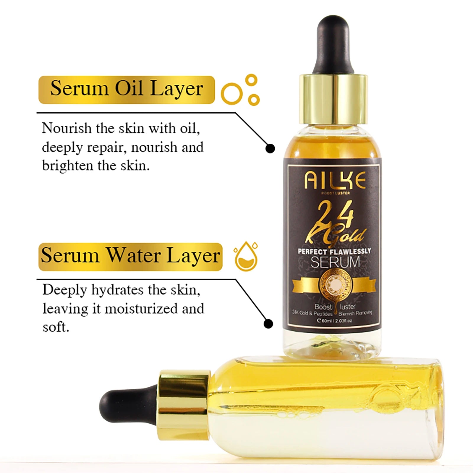 AILKE 24K Glod Flawlessly Skin Care Set, Whitening, Reduce Dark Spots, Pigmentation, Wrinkles, Moisturize, For All Skin Types