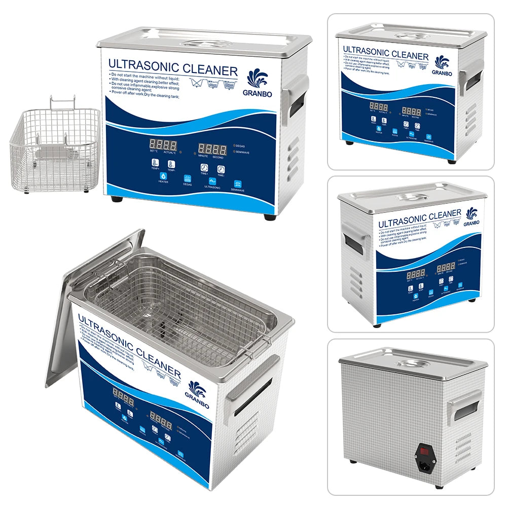 Tidesmit 3.2L 180W ultrasonic cleaner showing internal stainless steel basin for dental and manicure instrument care