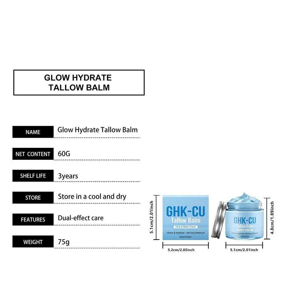 1/2/3/5PCS 60g GHK-Cu Tallow Balm Face & Body Cream - Copper Peptide Moisturizer for Dry Skin, Firming & Hydrating