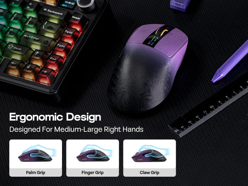 EPOMAKER Carbonis Tri-mode Wireless PAW3950 Sensor Gaming Mouse 8K Polling Rate & 30K DPI Ergonomic Mouse with Digital Display