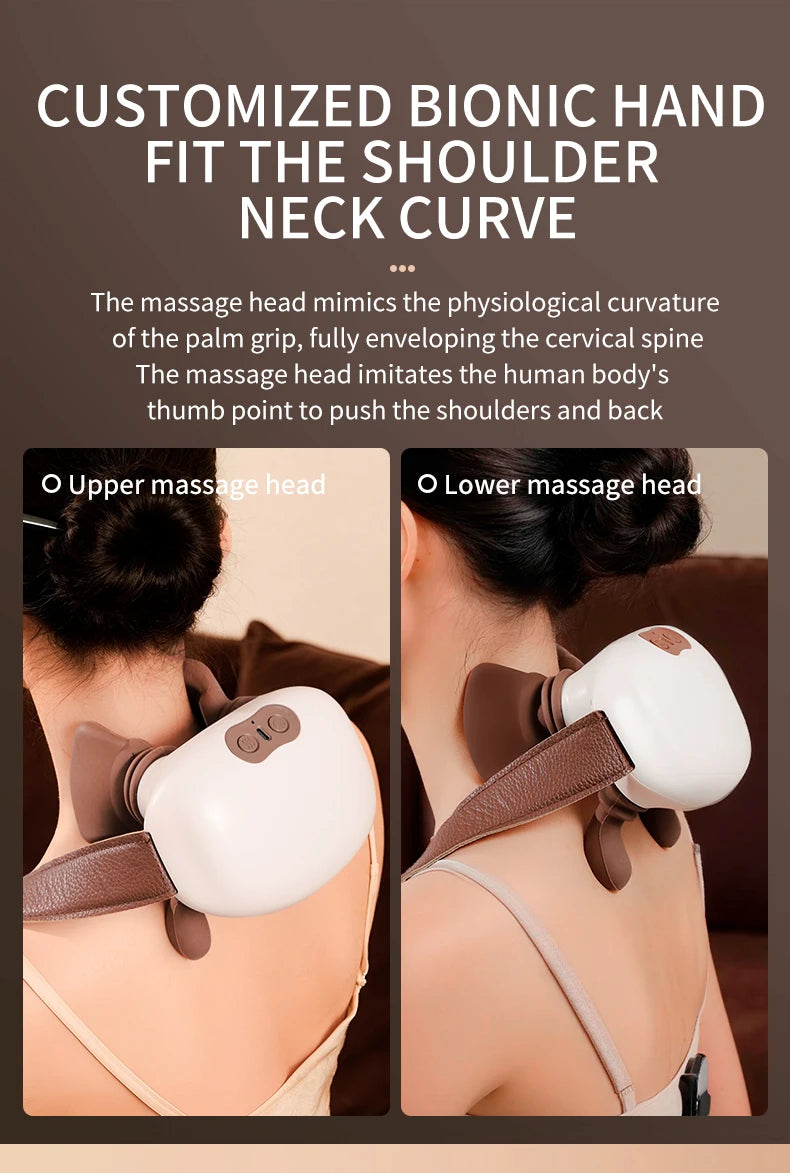 Portable Neck Massager: Deep Tissue Muscle Relief with Heat Therapy Massage Cushion Tidesmit