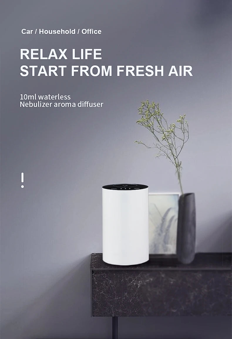 Waterless Aroma Diffusers For Essential Oils Diffuser Portable Smart Car Scent Machine Electric Smell for Home Room Fragrance
