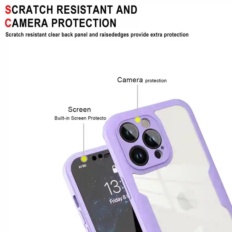iPhone 16 Pro Full Body Shockproof Clear Case with Screen Protector Tidesmit