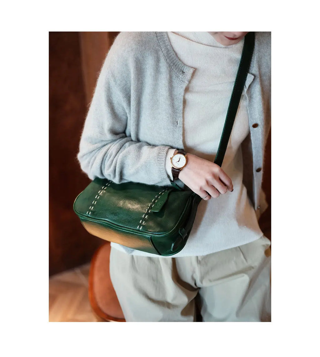 fashion party genuine leather stitching ladies crossbody bag organizers designers handmade real cow leather women shoulder bag