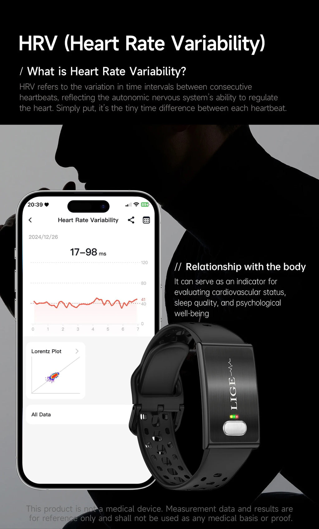 ECG Health Smart Bracelet 2026 New HRV Monitor Fitness Tracker Wristband Sport Band Waterproof No Screen Smartwatch Women Men