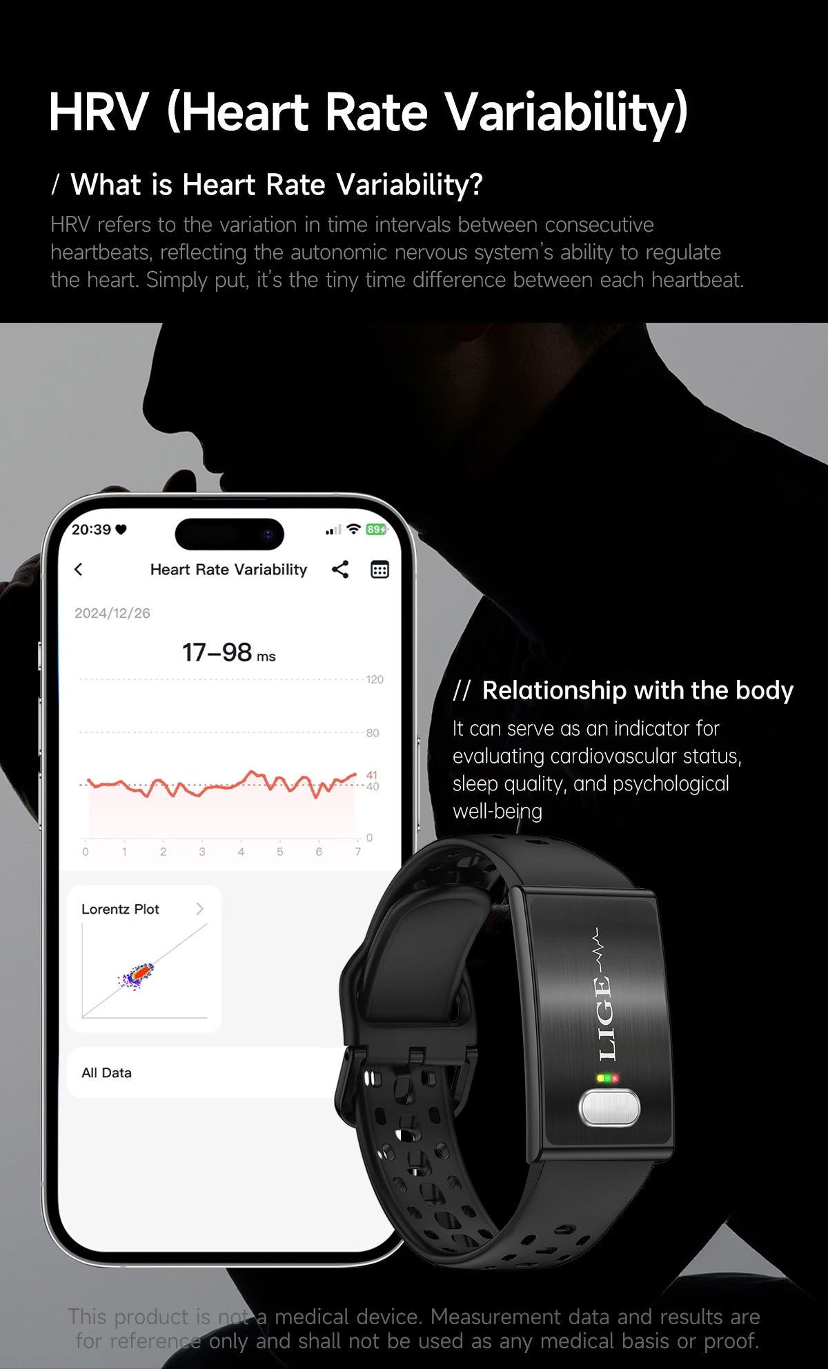 ECG Health Smart Bracelet 2026 New HRV Monitor Fitness Tracker Wristband Sport Band Waterproof No Screen Smartwatch Women Men