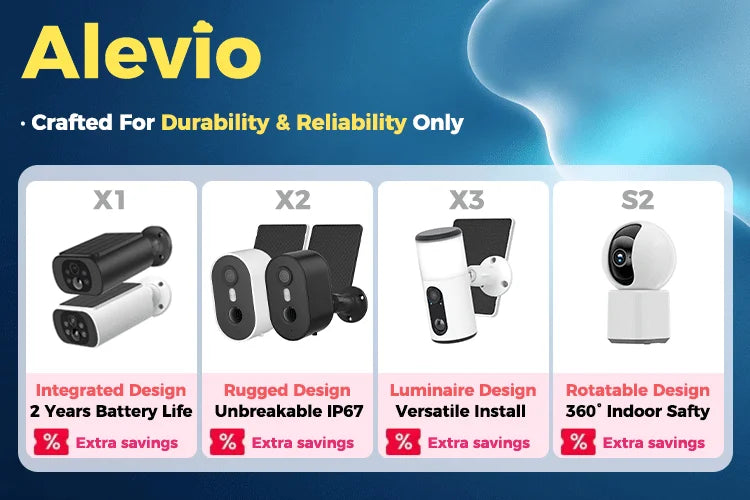 ALEVIO 2.5K Outdoor Solar Camera Wireless Cam WIFI Ultra Standby Time PIR Motion Light Color Night Vision AI Detect Battery Cam