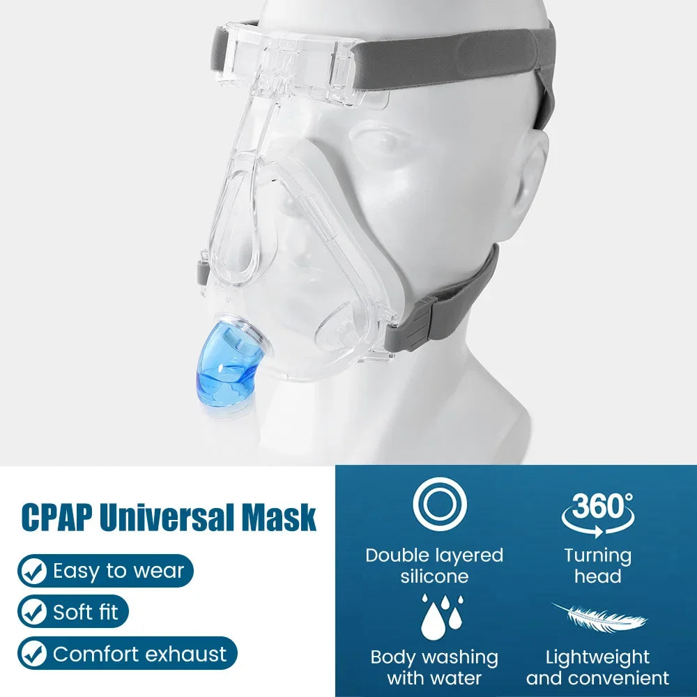 Comfortable CPAP Full Face Mask Adjustable Strap Respirator For Cushion Travel Anti Snoring Stopper Solution Tools Sleep Help