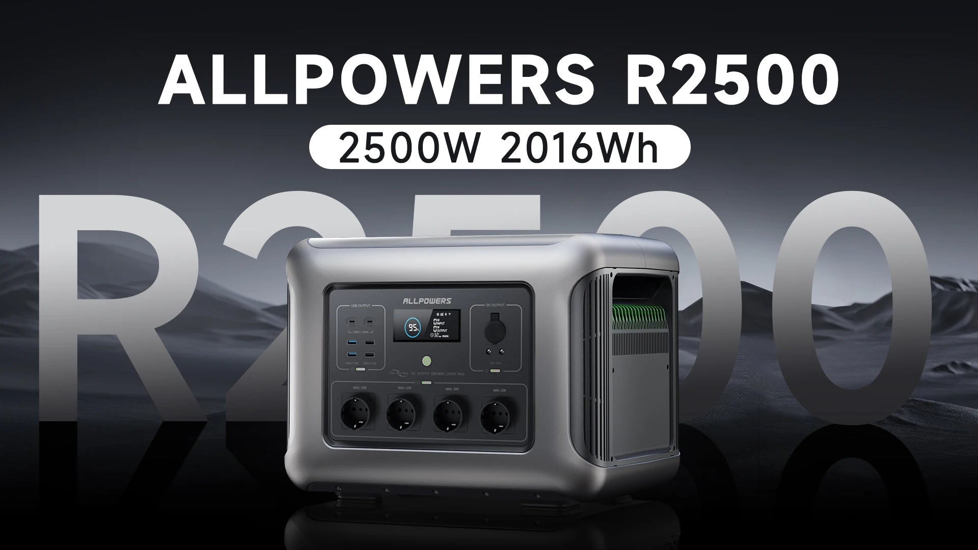 ALLPOWERS R2500 Portable Power Station 2500W (4000W Peak) 2016Wh LiFePO4 Solar Generator with Solar Panel 4 AC Outlets for Home