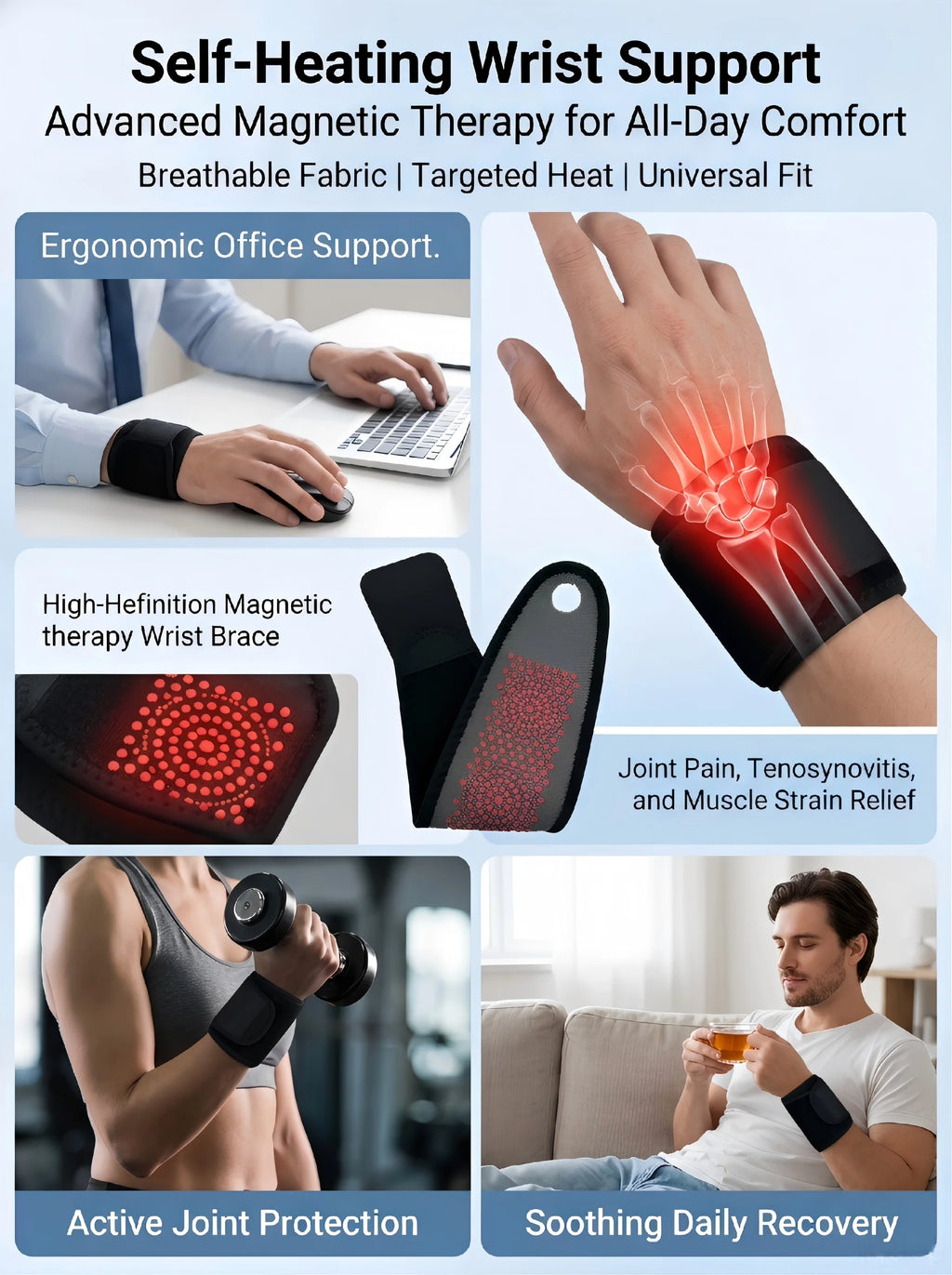 Adjustable Compression Wrist Support Brace Breathable & Comfortable Wrist Brace for Daily Wear Wrist Brace with Adjustable Strap