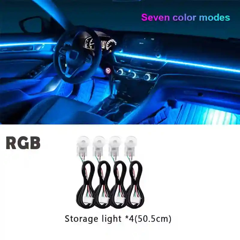 RGB Car Atmosphere Lamp LED Interior Strip Light Kit - Tidesmit storage lamp RGB not rainbow Tidesmit