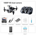 4K Camera Drone Foldable Quadcopter with Dual HD Lenses Black-1080P - 1B Tidesmit