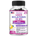 Daitea Melatonin Supplement 40mg Contains Vitamin C Theanine Extract Capsules to Promote Sleep Quality & Alertness Non-GMO