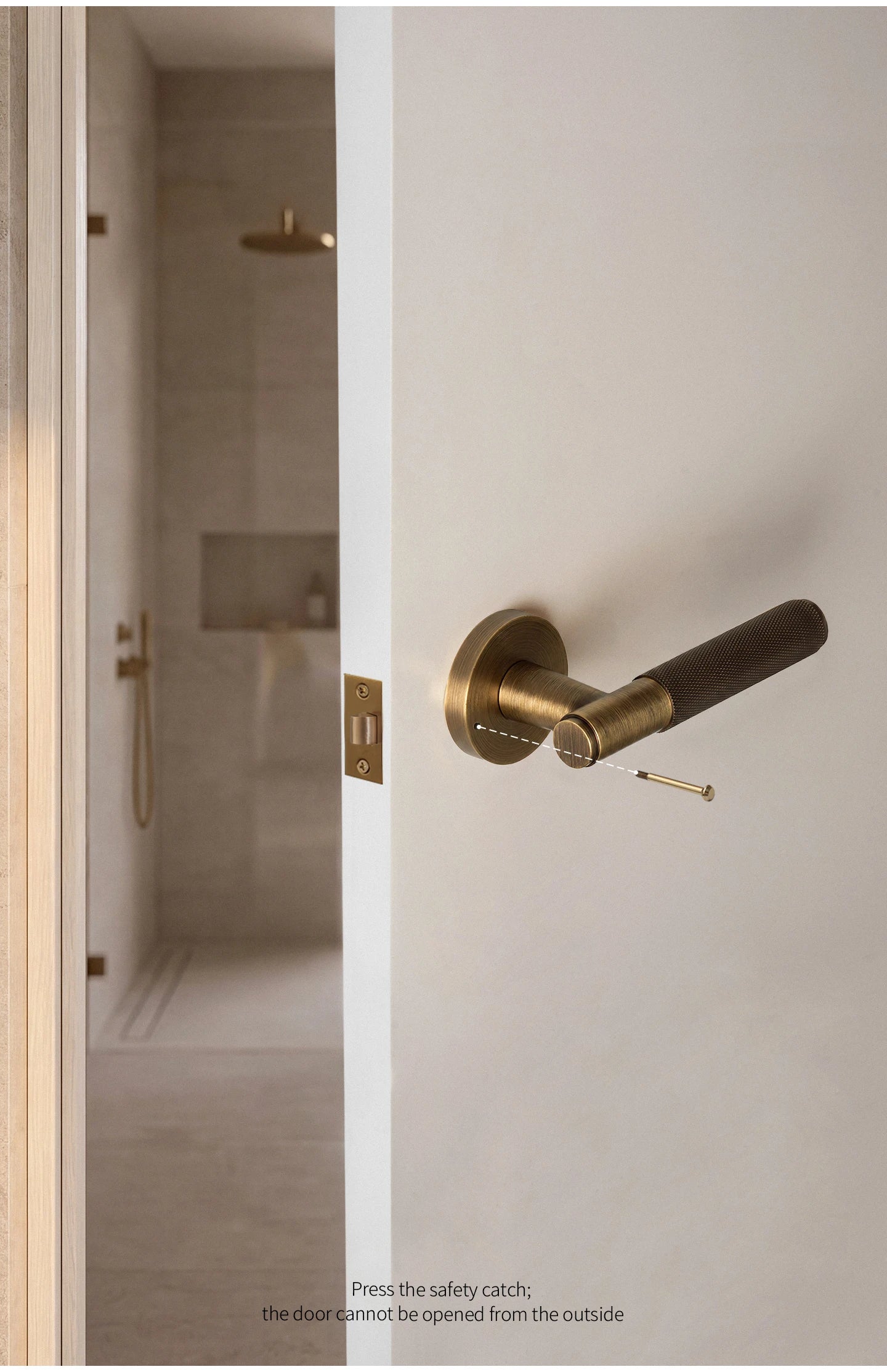 DOOROOM Brass Door Lock Set Modern Knurled Antique Bronze Interior Door Lock Decorative Lock Privacy Lock Passage Lock