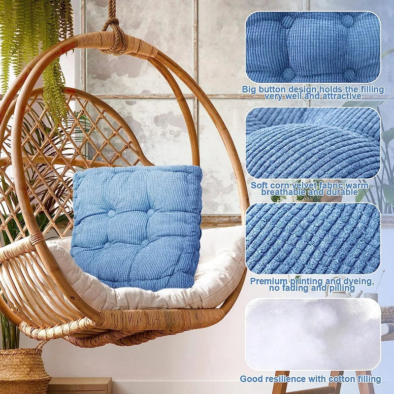 Meditation Floor Square Round Pillow For Seating Tufted Thick Pad Corduroy Cushion For Yoga Balcony Chair Seat Cushions Blue