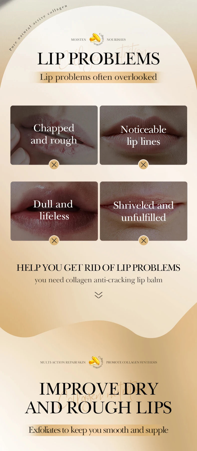 Moisturizing Lip Balm for Dry Lips - Hydrating Collagen Treatment Stick Lip Care Tidesmit