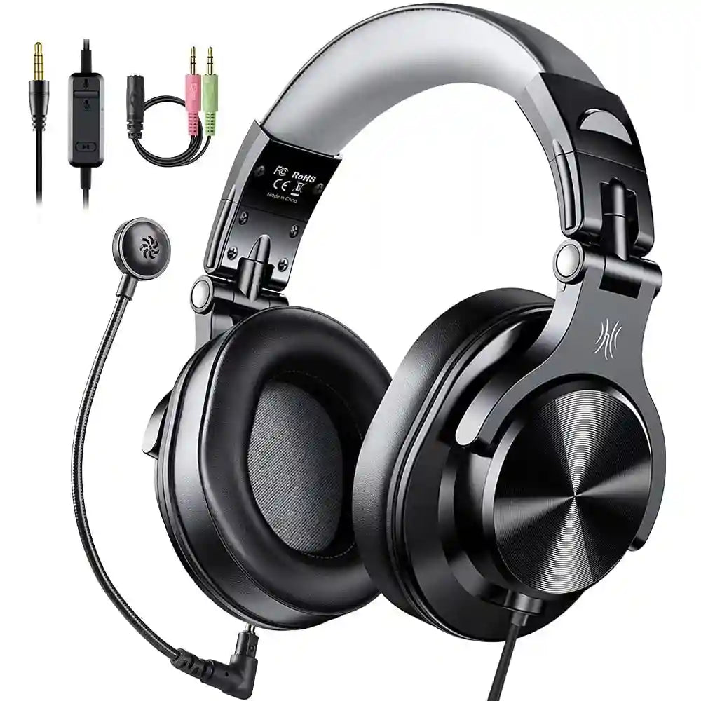 Wired Gaming Headset - Over-Ear with Detachable Mic, Black-Gray Tidesmit