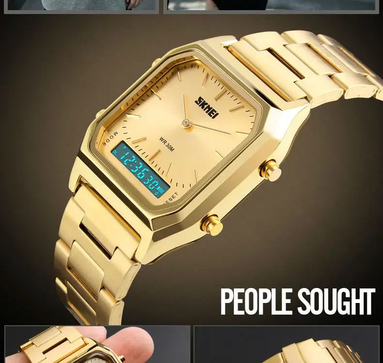 SKMEI 1220 Digital Quartz Watch for Men Sports Chronograph Waterproof Stainless Steel Shockproof Mens Wristwatches Reloj Hombre