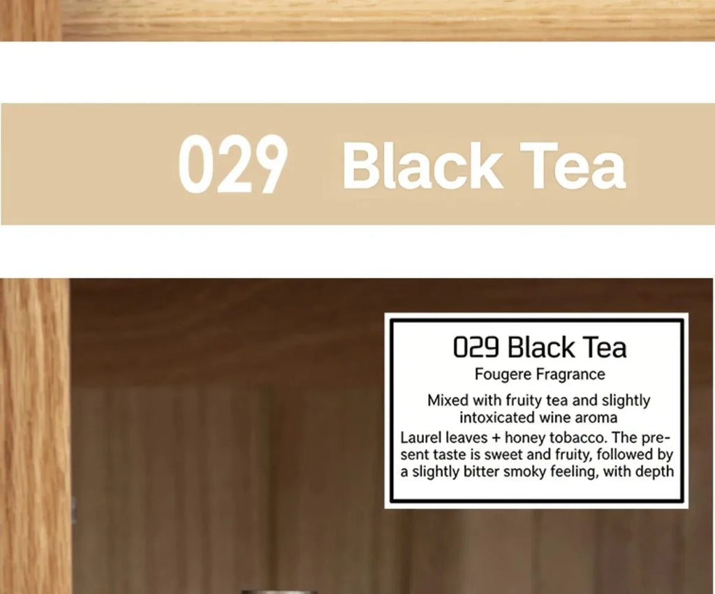 029 Black Tea unisex EDT perfume: 100ml bottle, fougere scent with fruity tea, honey tobacco, laurel, and smoky notes.