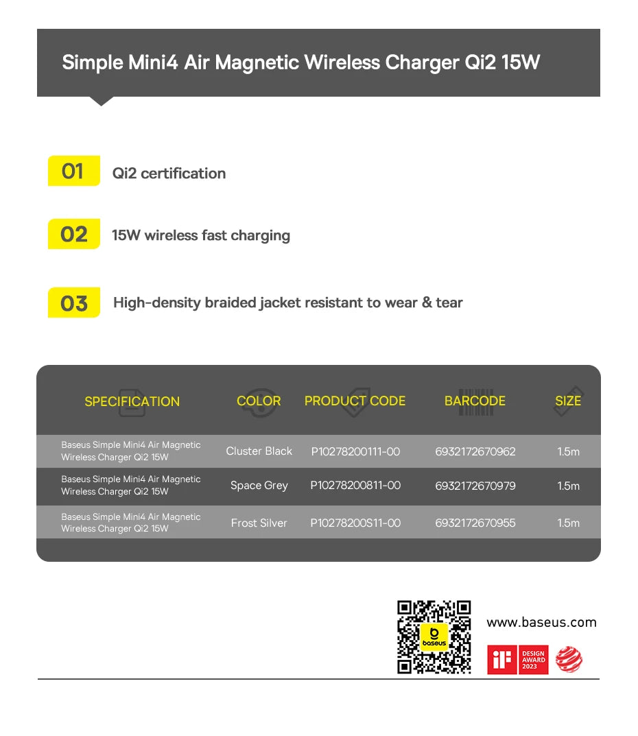 15W MagSafe Compatible Wireless Charger for iPhone 16/15/14 Tidesmit